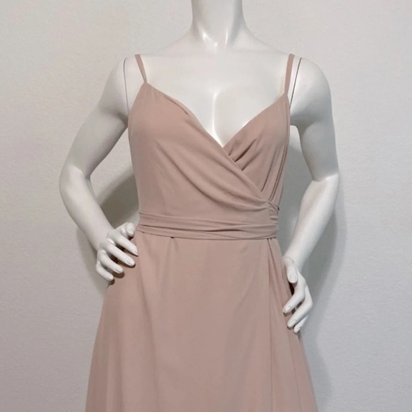 Show Me Your Mumu Liz Tie Maxi Dress Soft Beige Chiffon Blush Size S - Picture 5 of 12